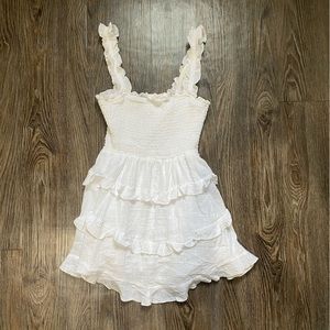 White Ruffled Dress with Tie Back - worn once